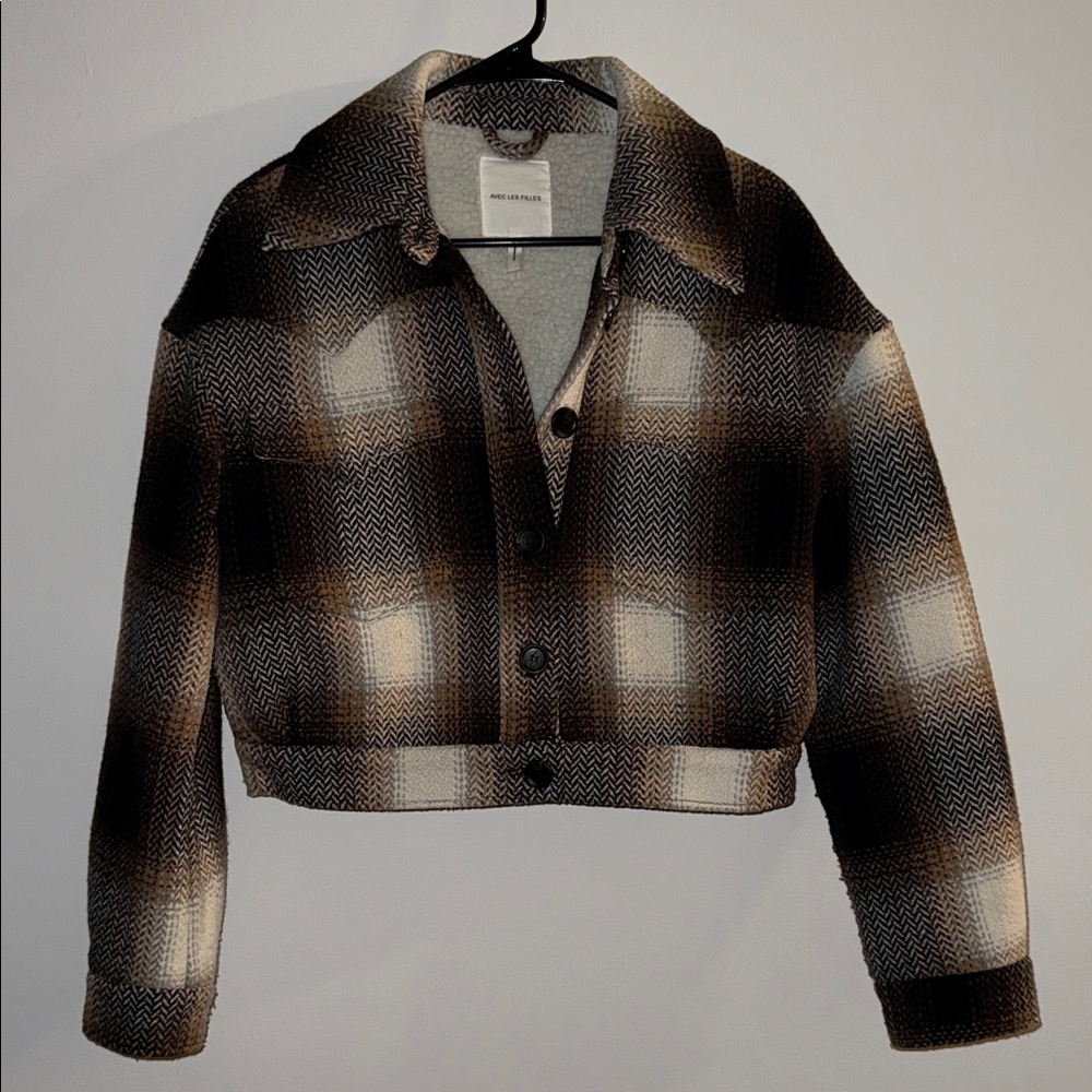 AVEC LES FILLES Plaid Crop Jacket